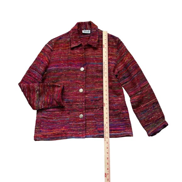 Chicos Vibrant Multicolor Button-Down Jacket With Collar 60% Silk Blend Made In - Picture 4 of 6